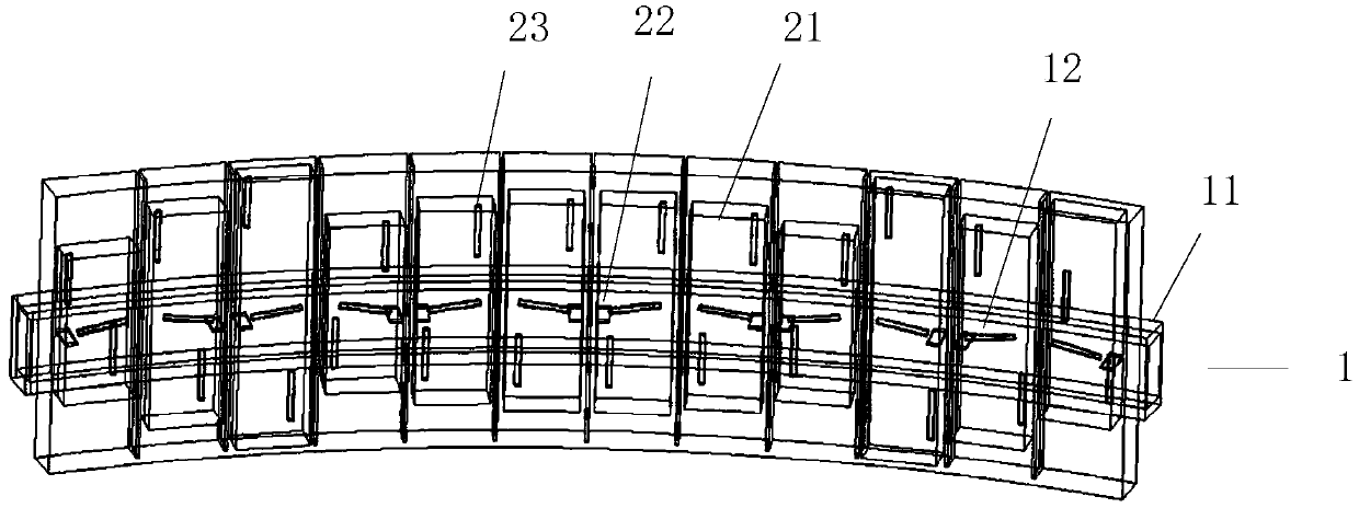 Method for traveling wave phase control between conformal waveguide slot array antenna radiation arrays