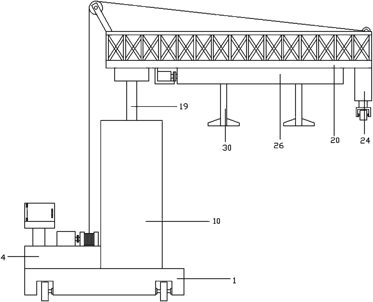 Liftable single-track bridge erecting machine