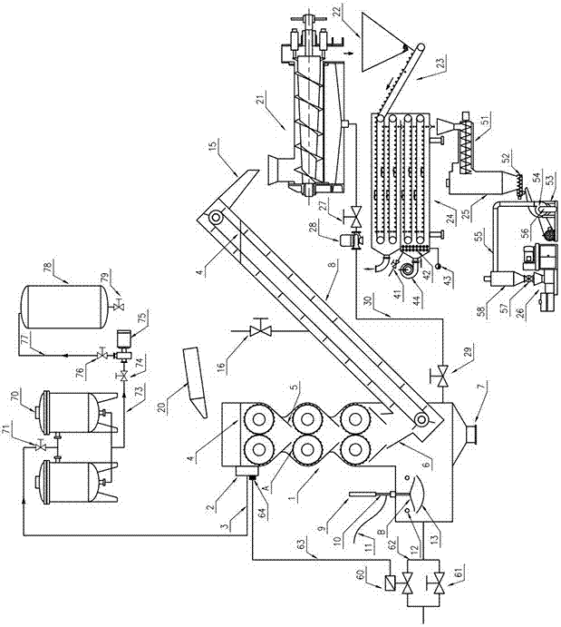 Spline curve roller type huperzine A leaching device with feeding machine and carbonizing machine