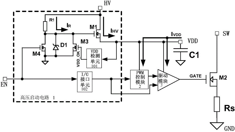 High-voltage power supply system with enable control