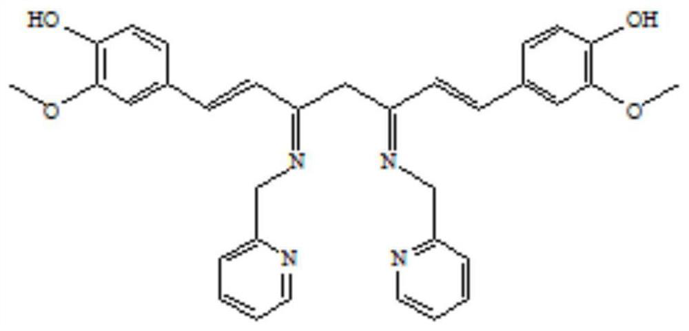 Curcumin-based Schiff base Fe 3+ fluorescent molecular probe and preparation method thereof