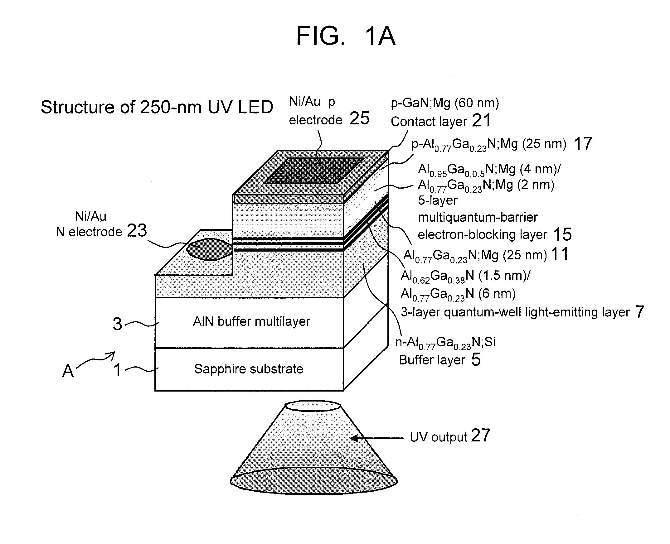 Light-emitting element having nitride semiconductor multiquantum barrier, and process for production thereof