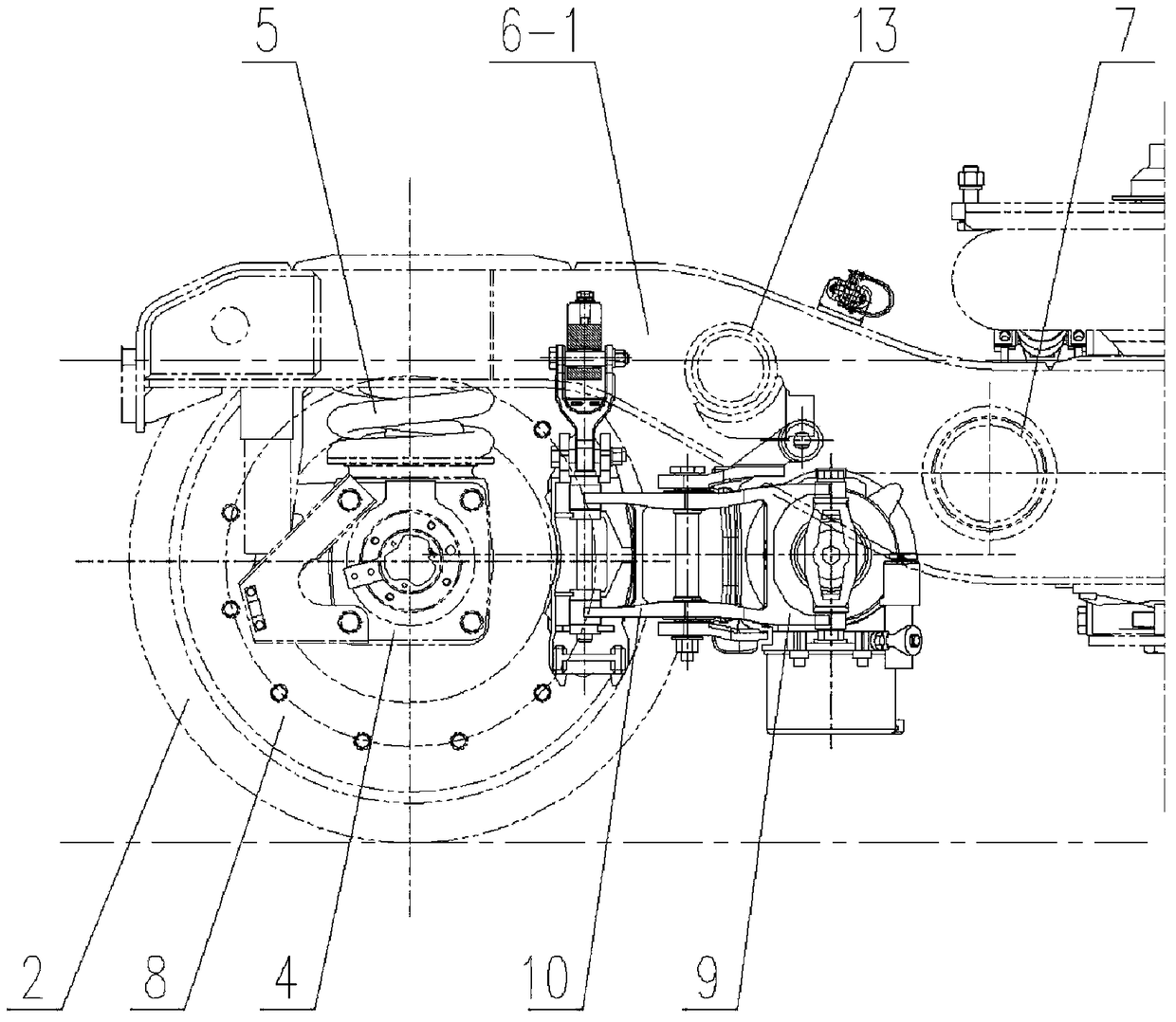 An installation structure of a wheel disc brake and a bogie using the installation structure