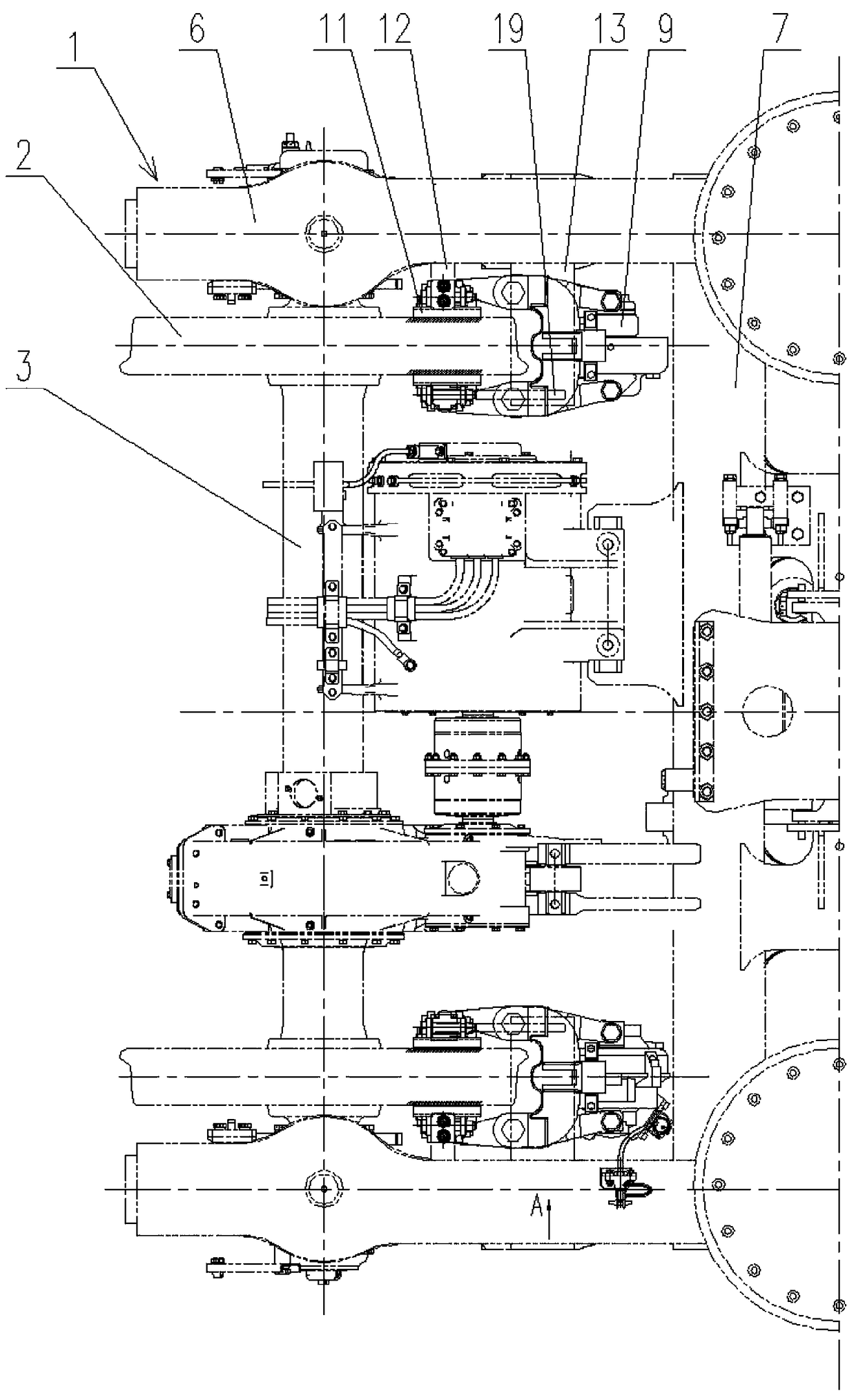 An installation structure of a wheel disc brake and a bogie using the installation structure