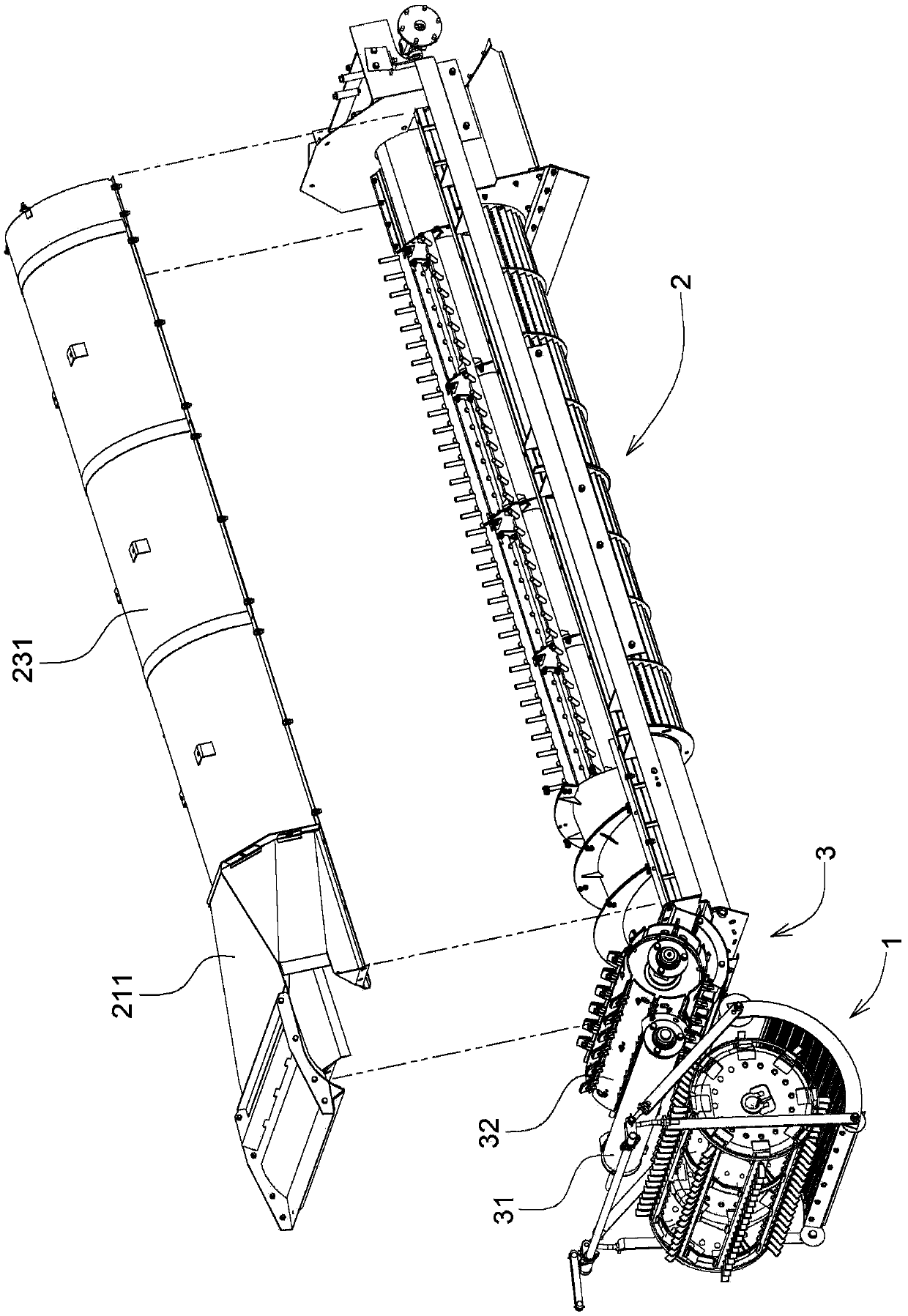 Threshing and separating device and combine harvester with the threshing and separating device