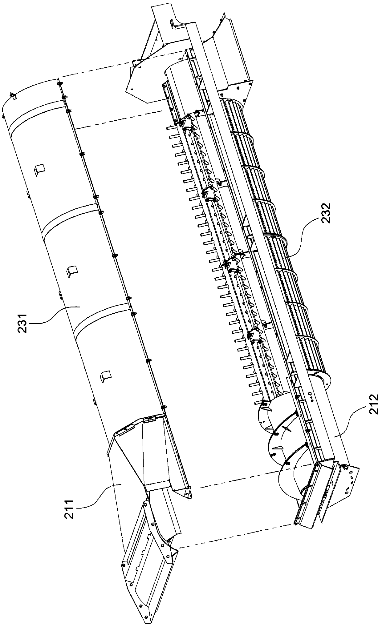 Threshing and separating device and combine harvester with the threshing and separating device