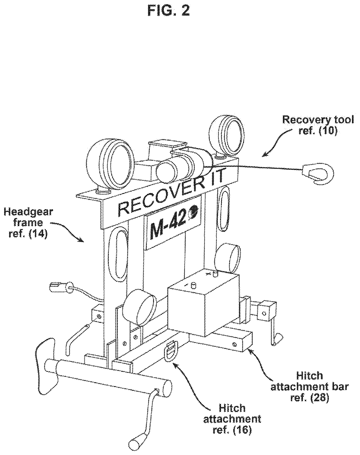 Recovery tool to use with a vehicle