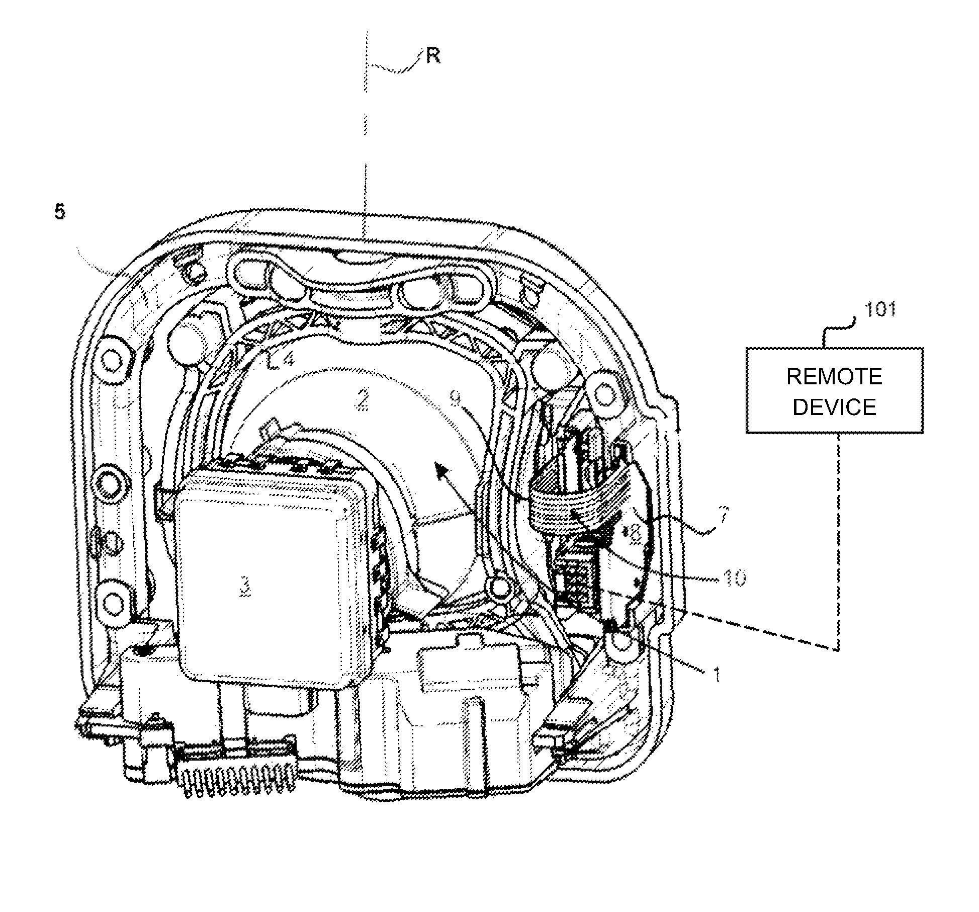 Optical module for motor vehicle headlamp equipped with a device for electrical connection to remote devices