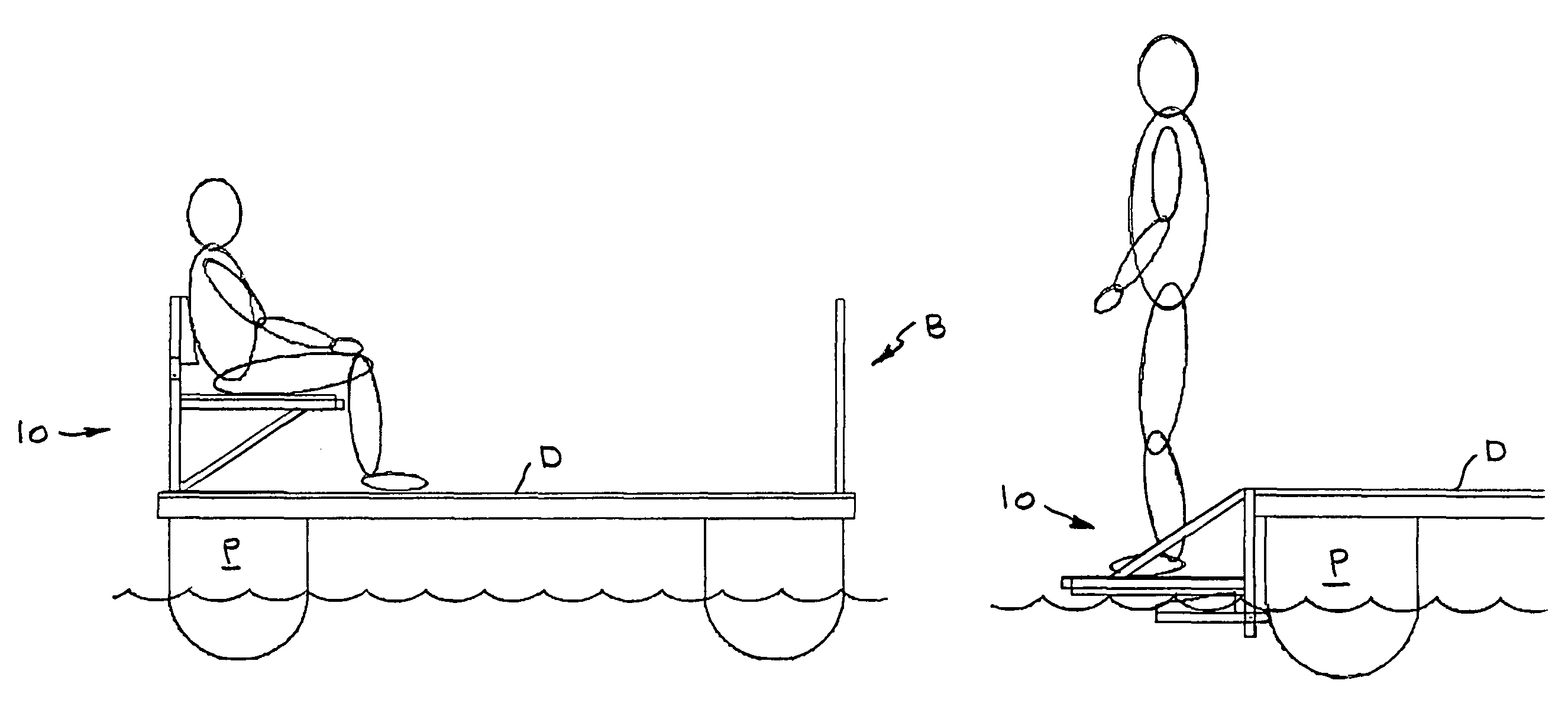 Convertible bench seat/platform for pontoon boats