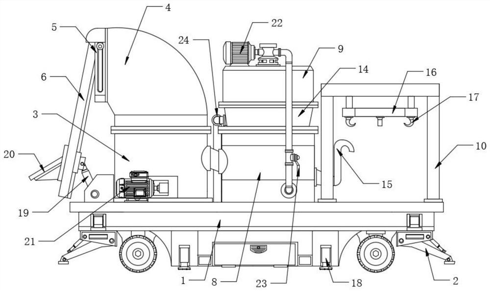 Online recycling and granulating device for waste plastic of plastic product production line