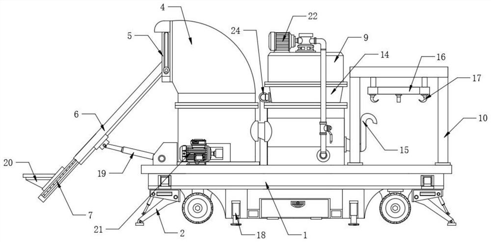 Online recycling and granulating device for waste plastic of plastic product production line