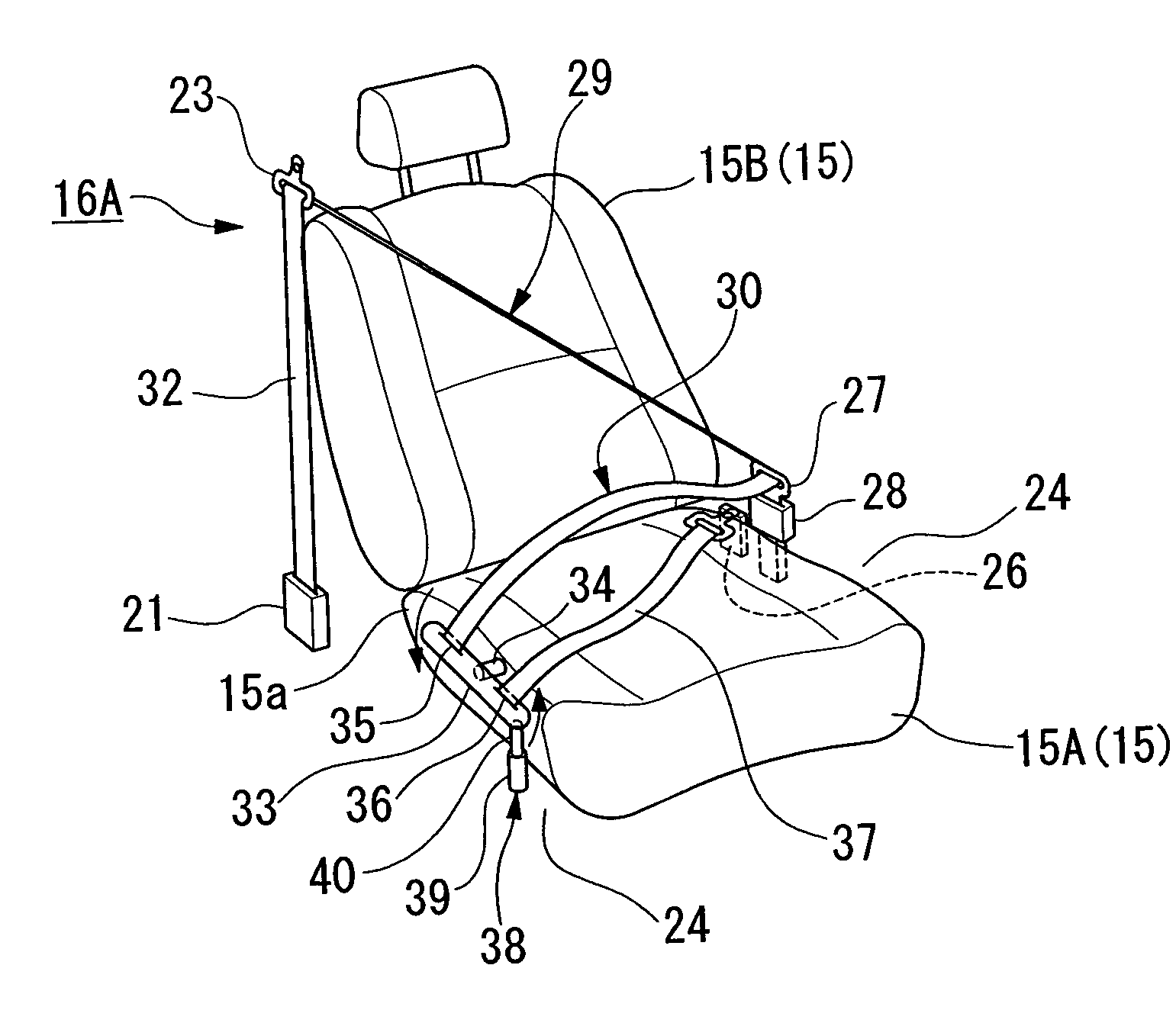 Seat belt device for automobile