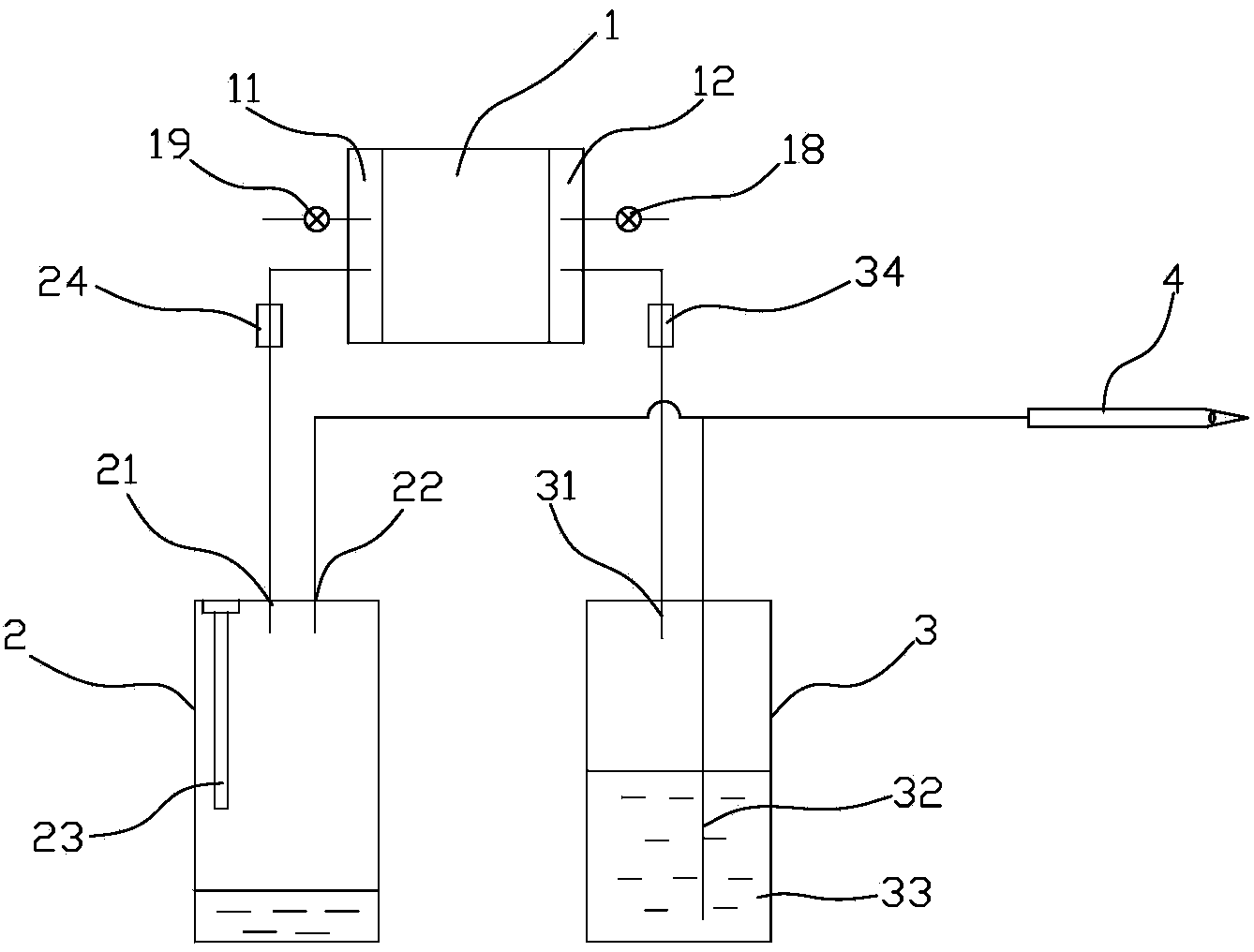 Device capable of injecting preservative solution and sucking pleural and peritoneal fluid