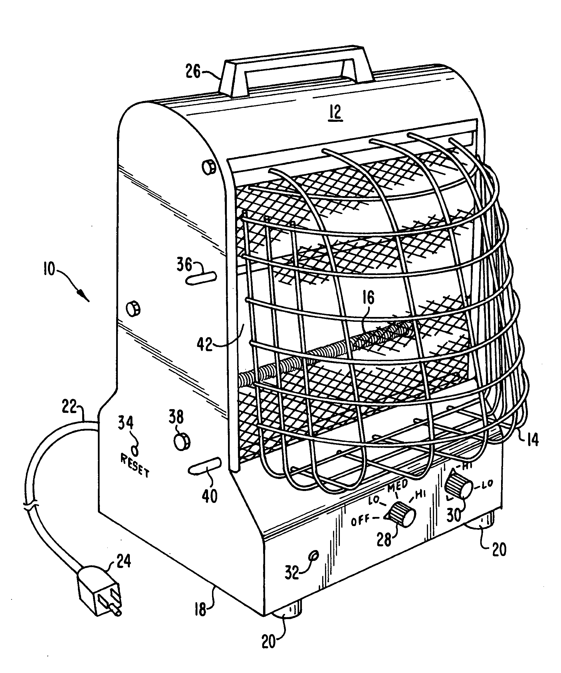 Heater with reflector and method for reflecting heat