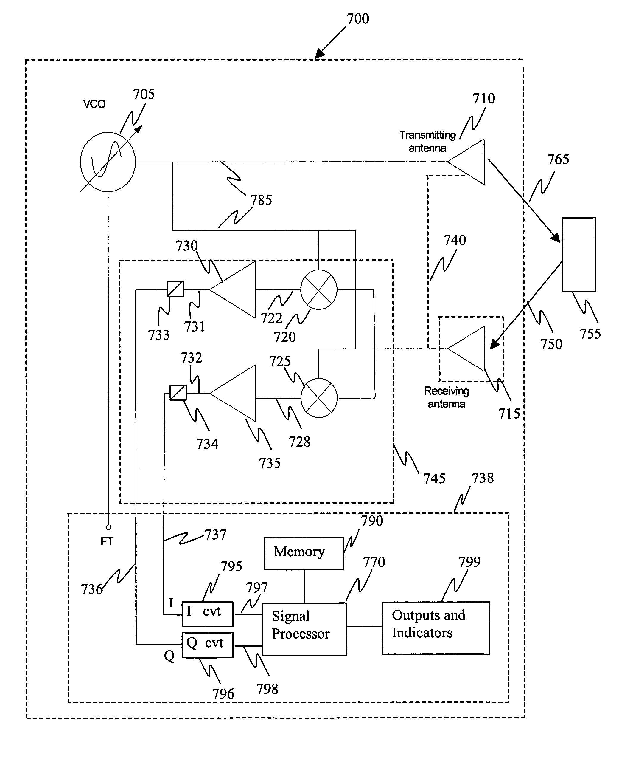 Detecting objects within a near-field of a frequency modulated continuous wave (FMCW) radar system