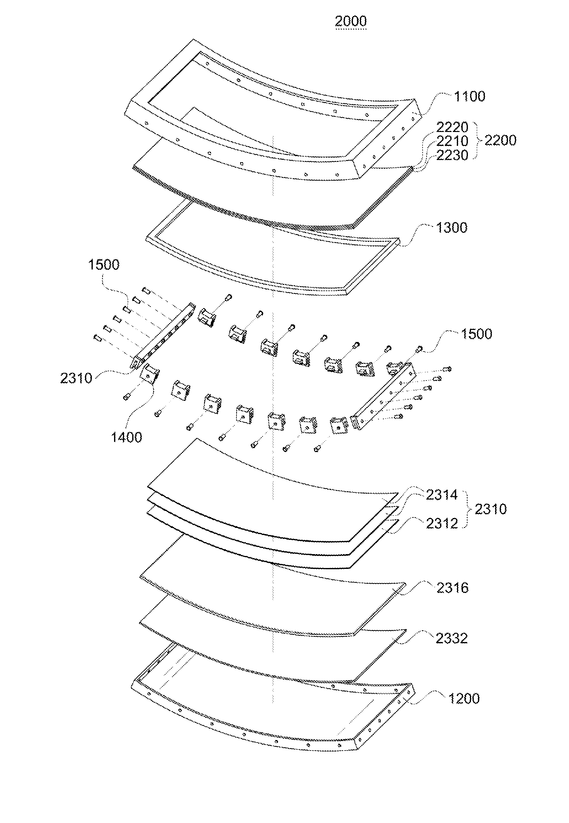 Curved display device and housing thereof