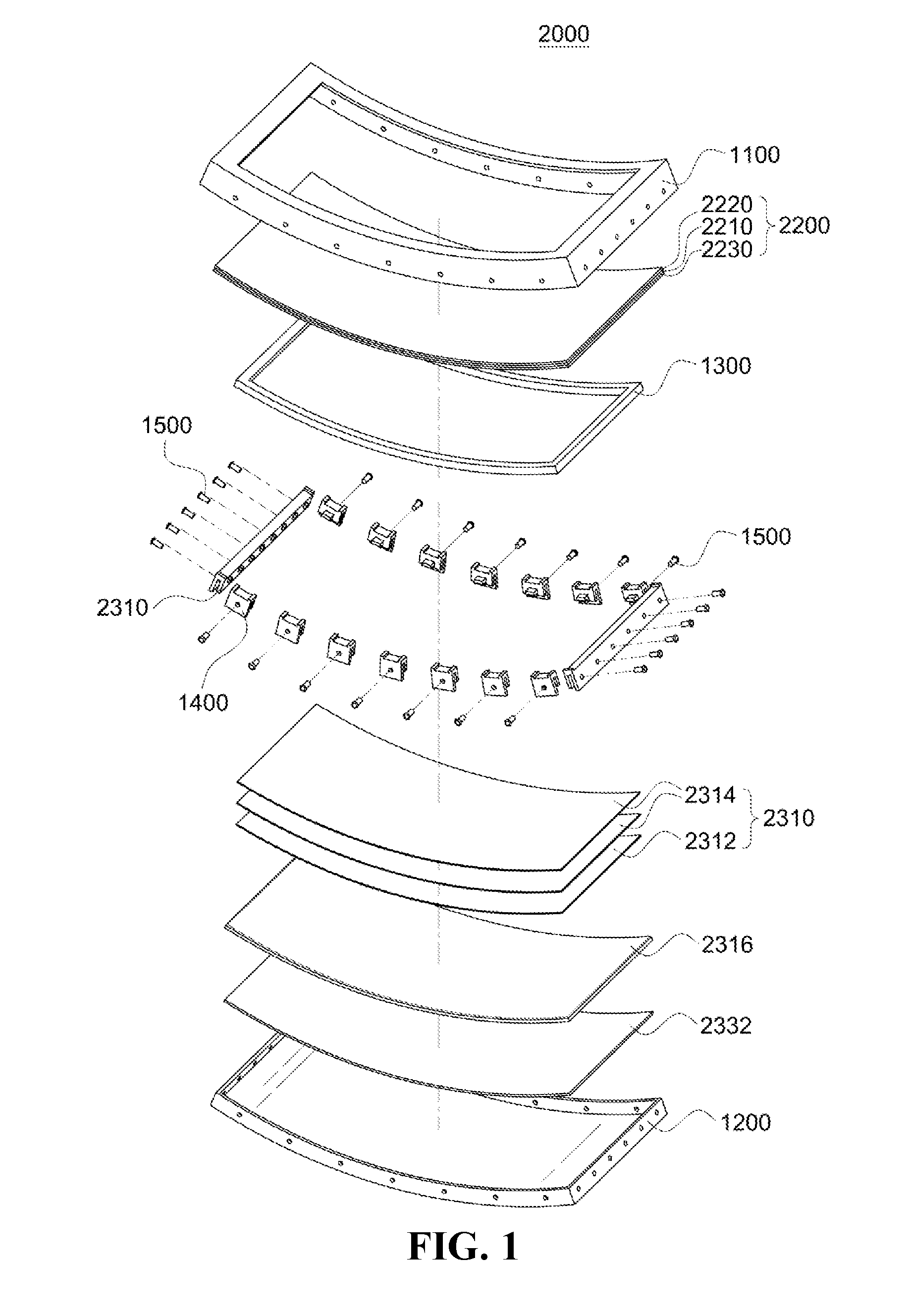 Curved display device and housing thereof