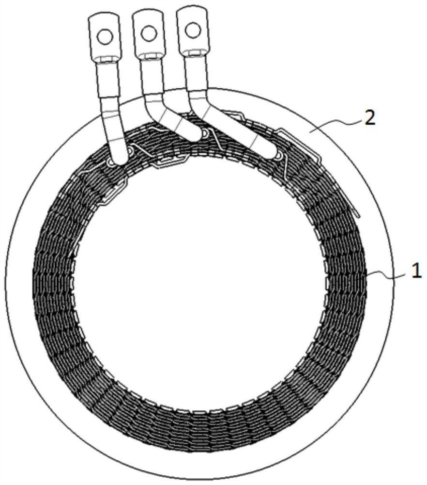 Flat wire winding structure and stator and motor comprising same