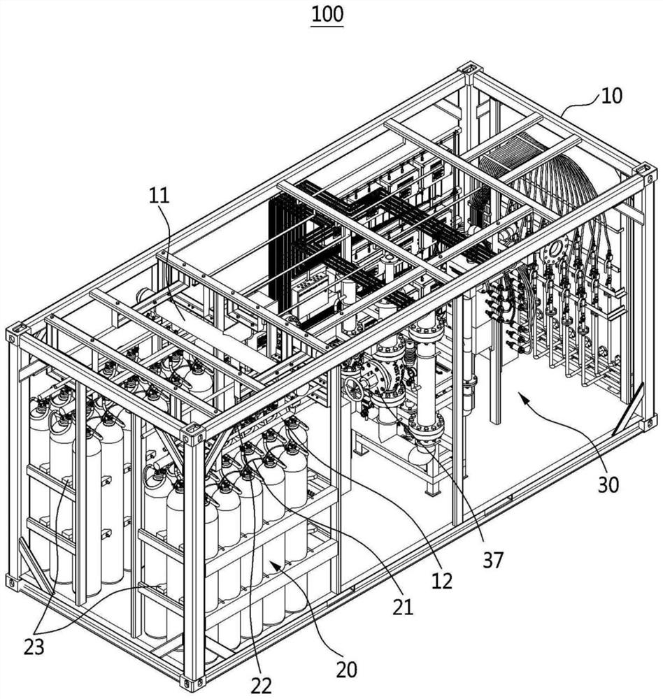 Container skid-mounted fire extinguishing system and manufacturing method thereof