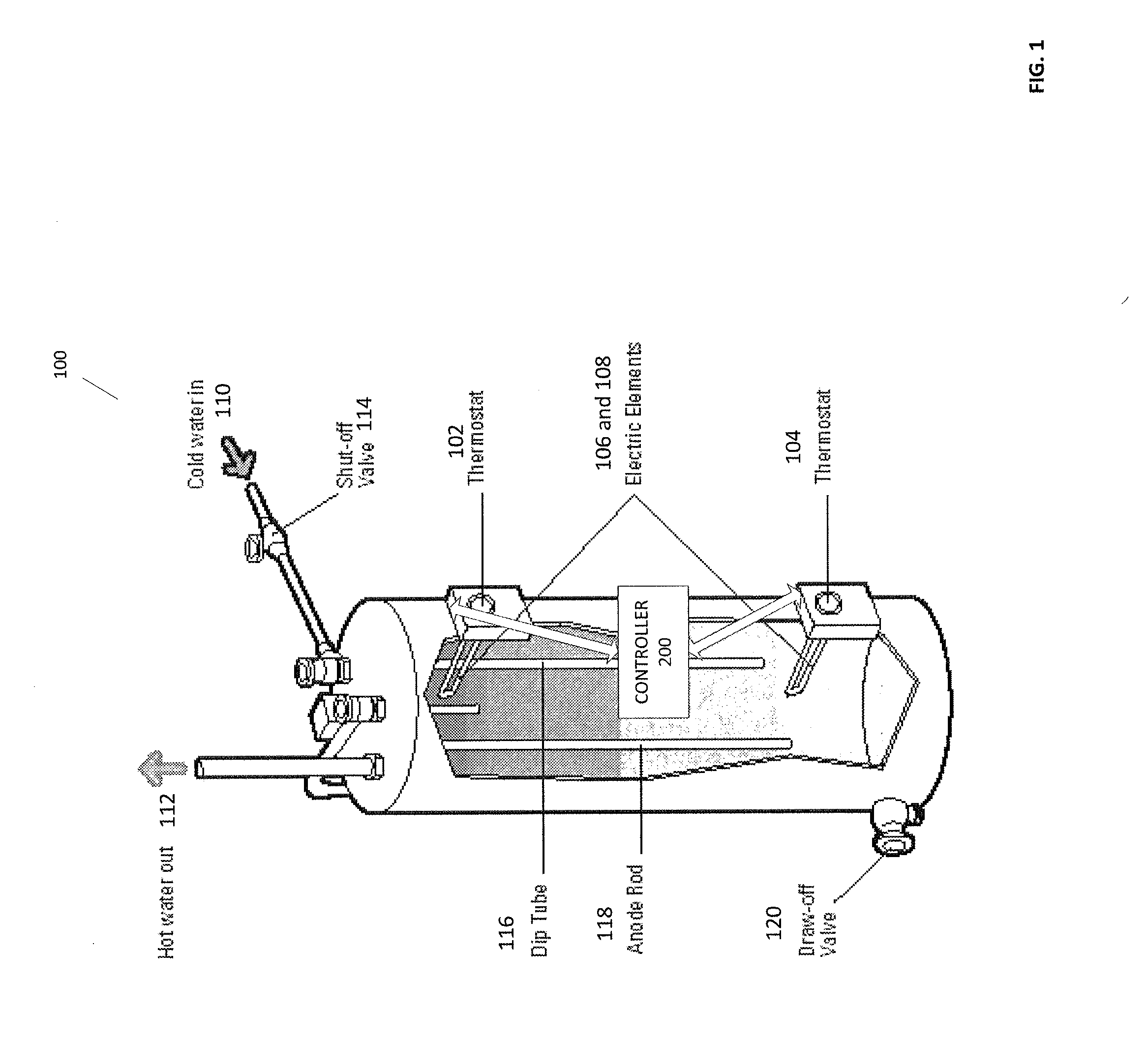 Thermostat, water heater including the thermostat, and method of controlling the temperature of water in a water tank of the water heater
