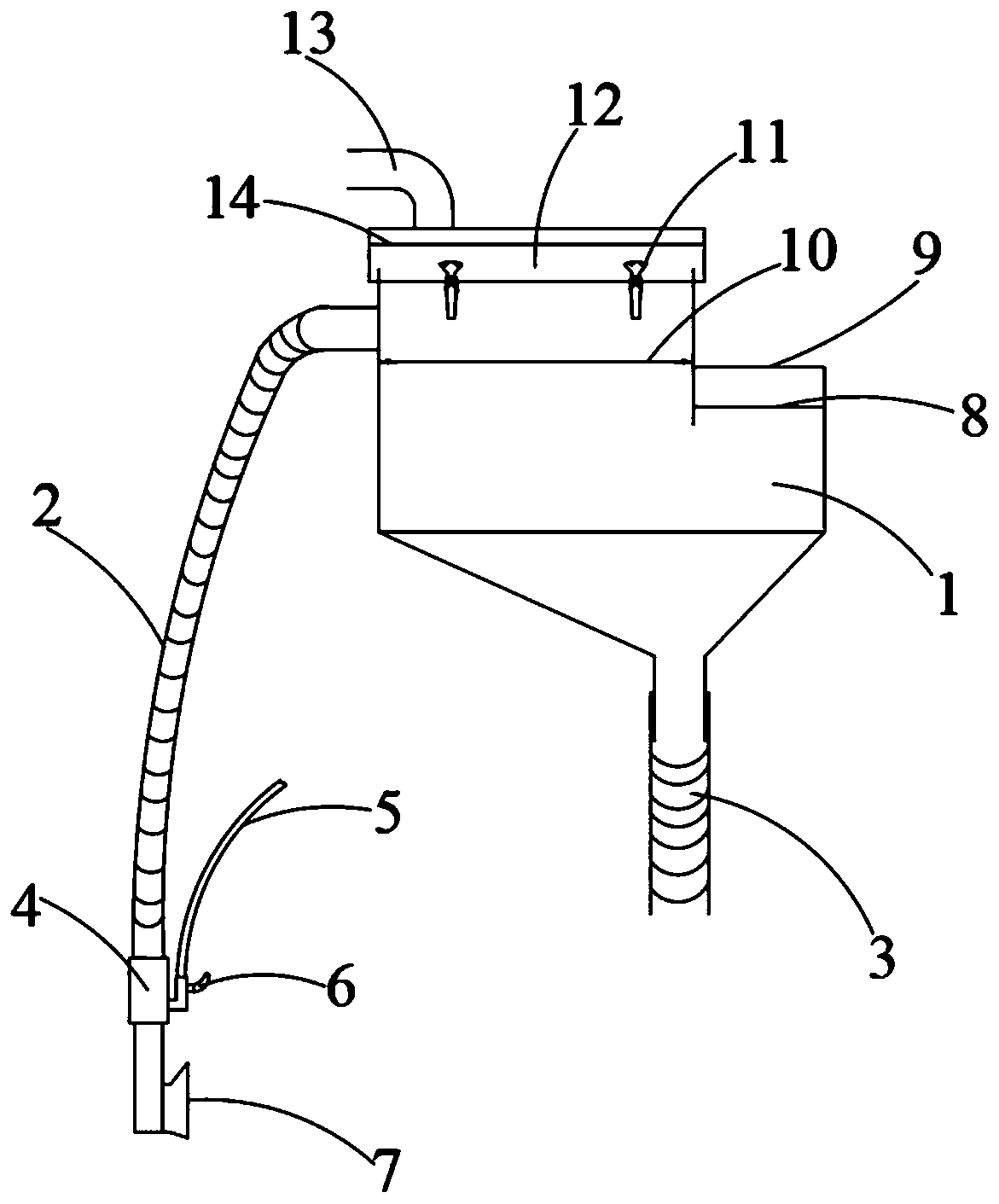 Welding device for synchronously recycling welding flux