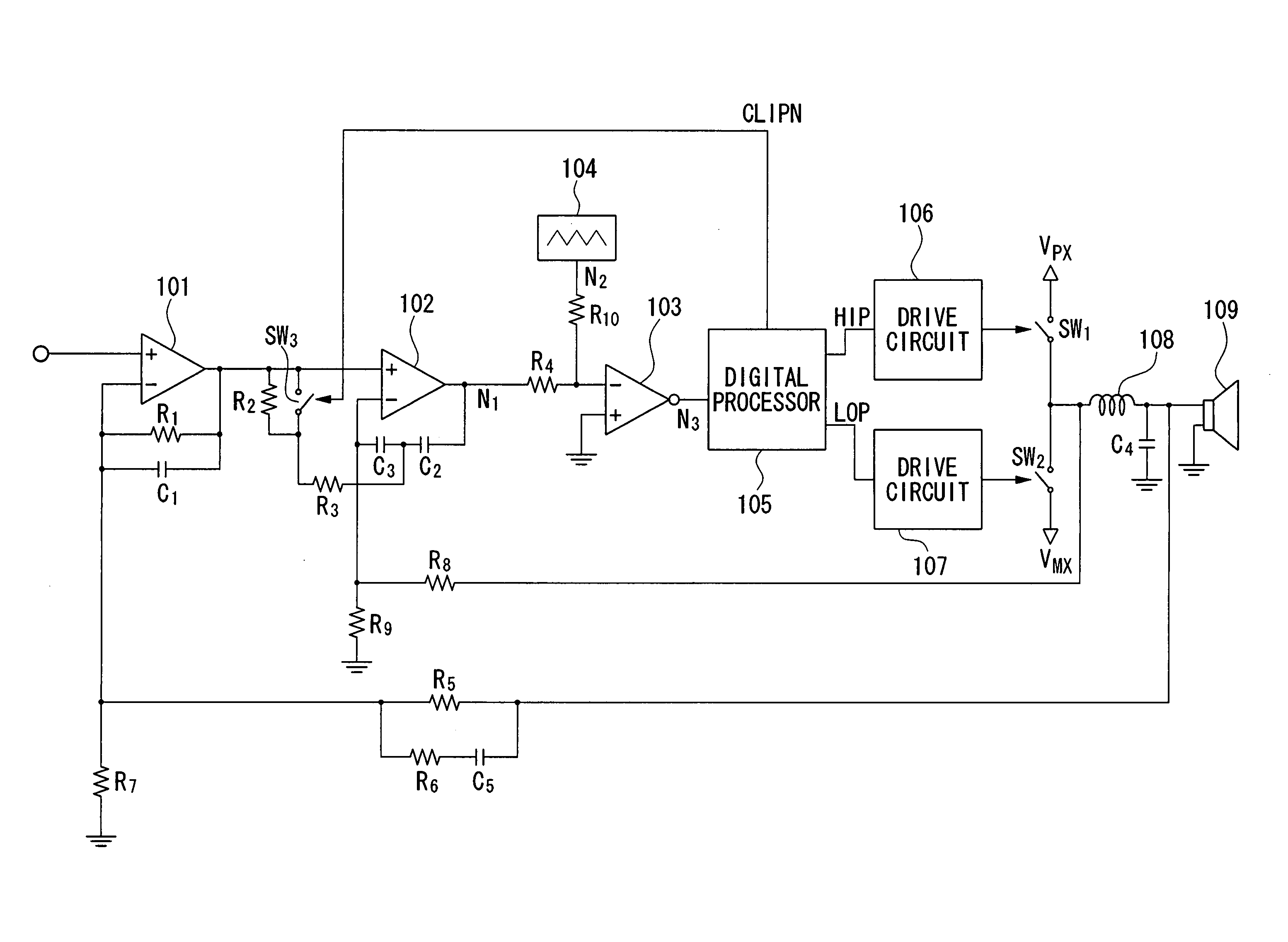Pulse-width modulation amplifier and suppression of clipping therefor