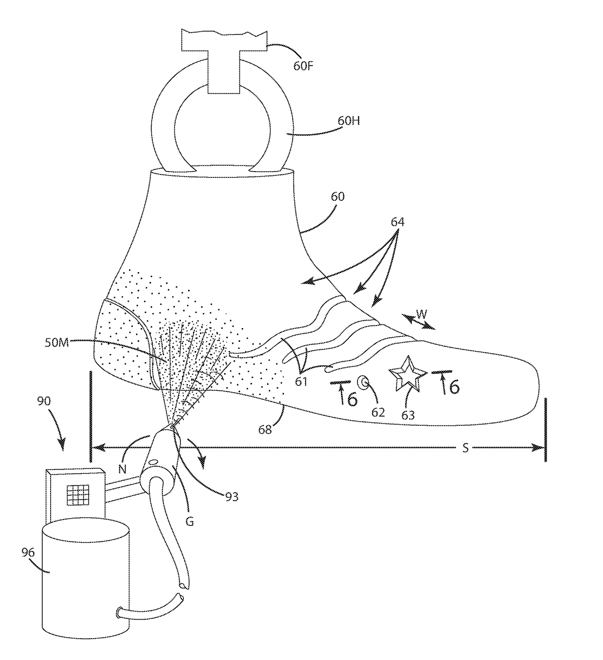 Method of manufacturing spray-on footwear