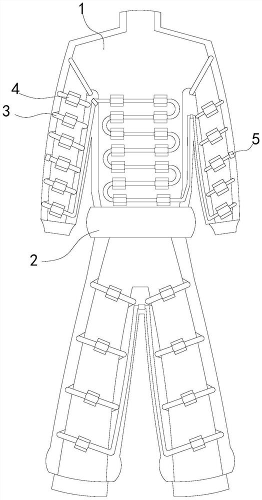 A water-cooled air-conditioning suit for fire-fighting rescue and anti-blocking and stagnant water