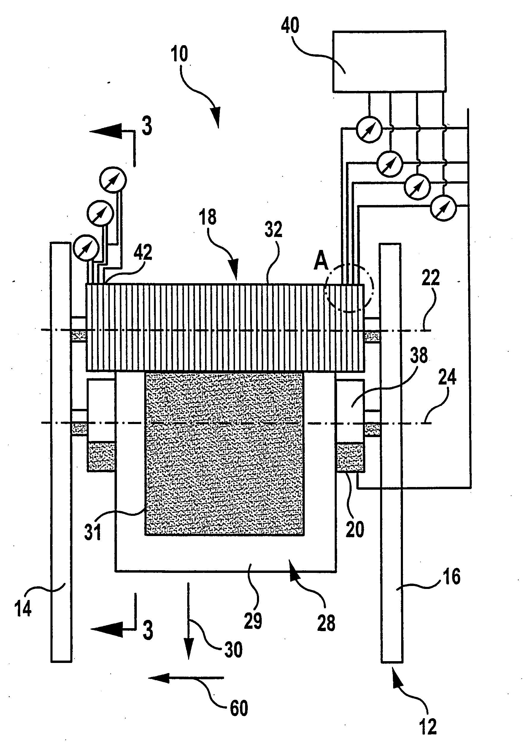 Device and method for testing a membrane electrode assembly