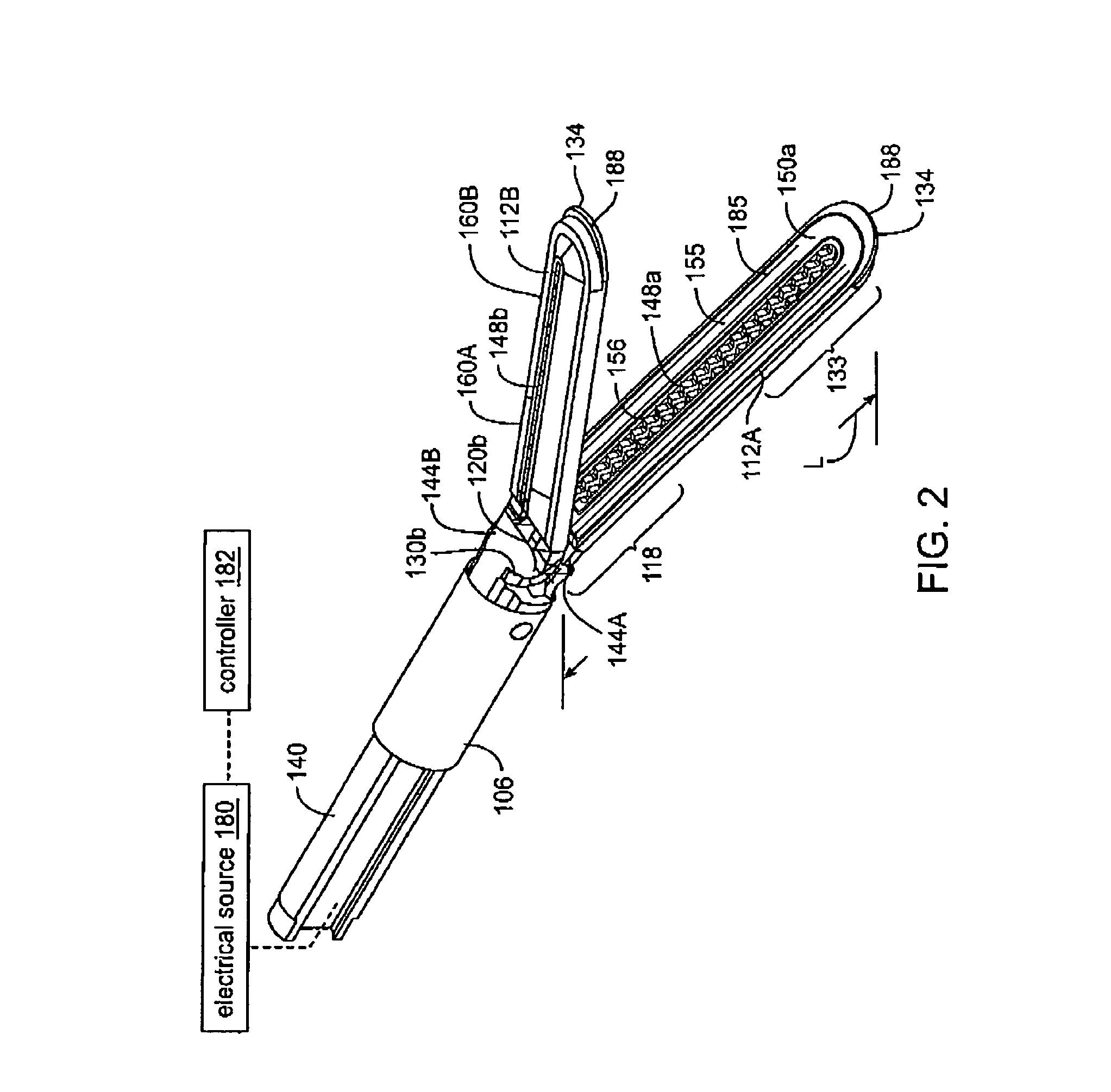 Jaw structure for electrosurgical instrument and method of use