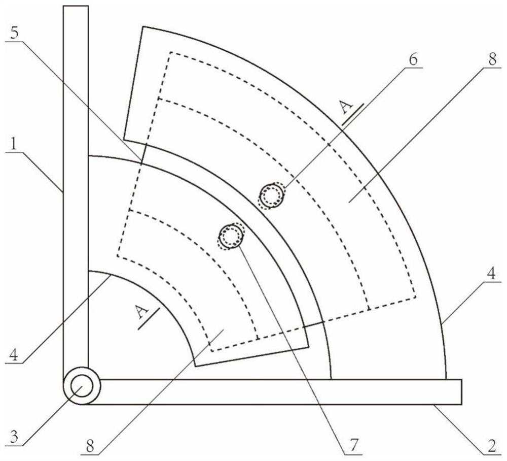A fan-shaped support rotary amplification node shear damper
