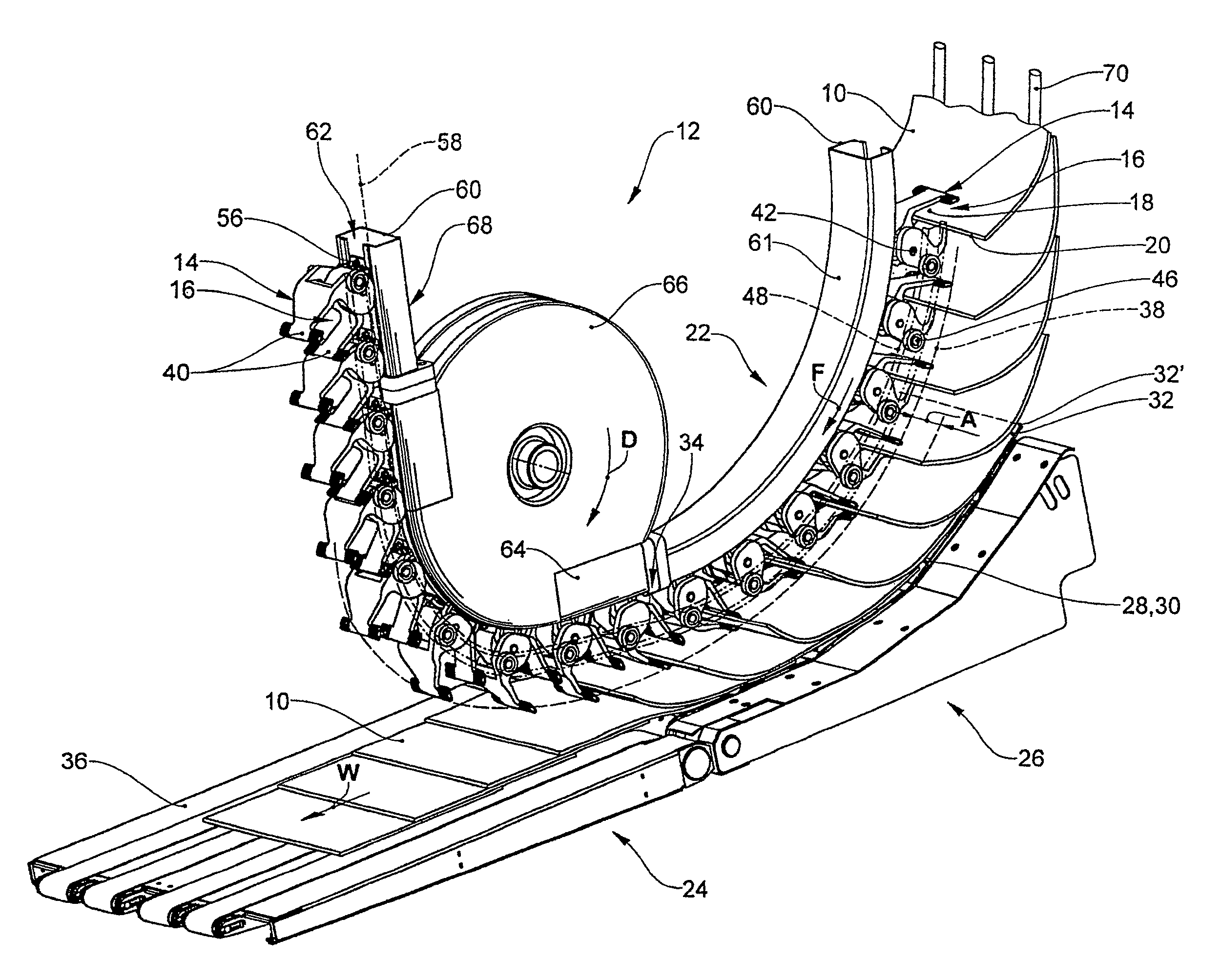 Apparatus and method for transporting flexible, planar products
