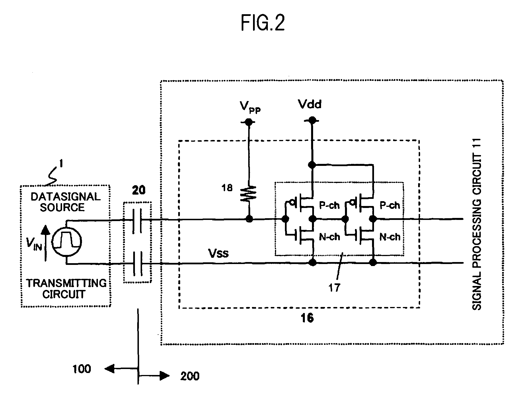 Capacitive coupling-type transmitting and receiving circuits for information signal