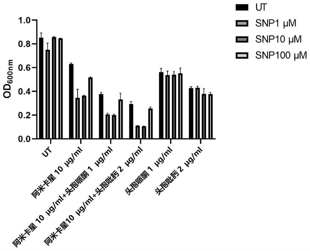 Method for enhancing antibiotic antibacterial sensitivity by NO and application