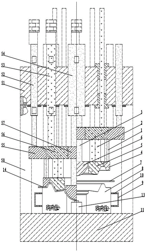 Multi-acting mould device and manufacturing method thereof