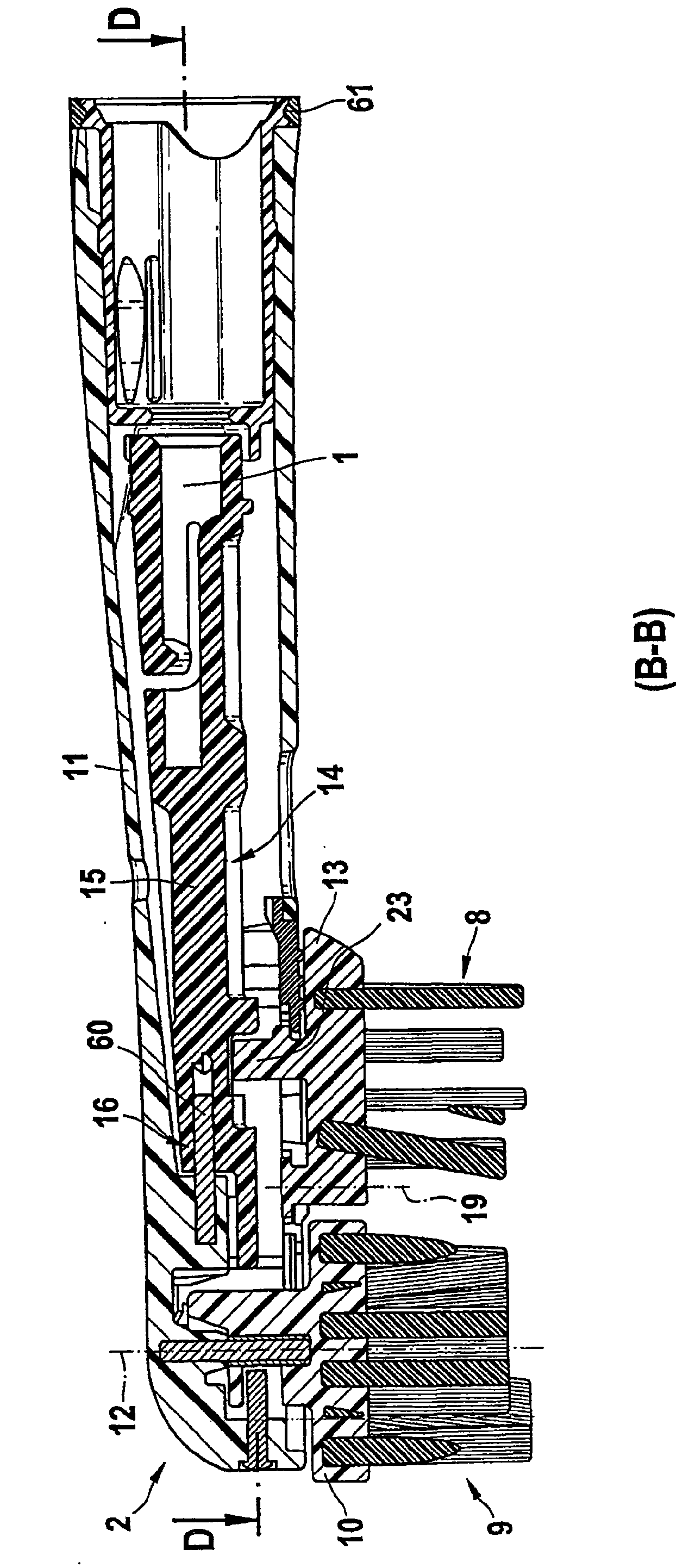 Electric toothbrush and corresponding toothbrush head