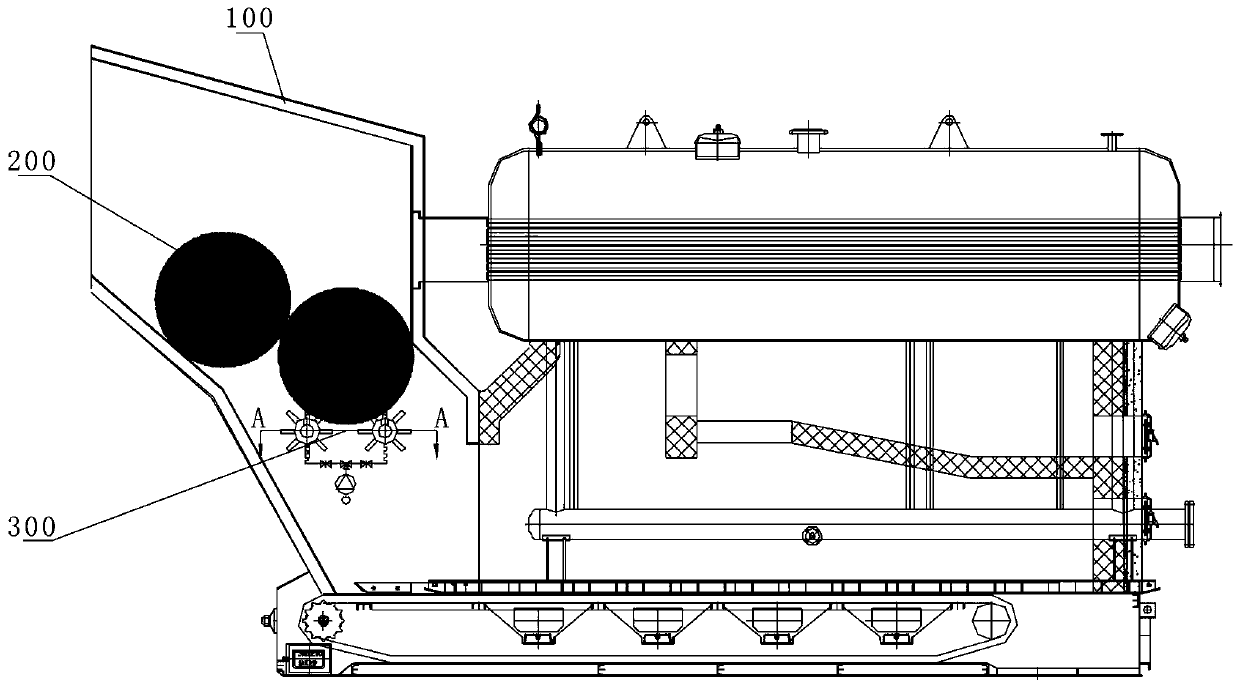 Bale breaking device of straw bale burning direct-fired biomass boiler