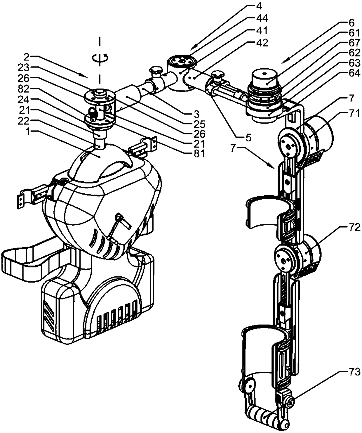 Upper-limb exoskeleton robot left and right hand interchanging device