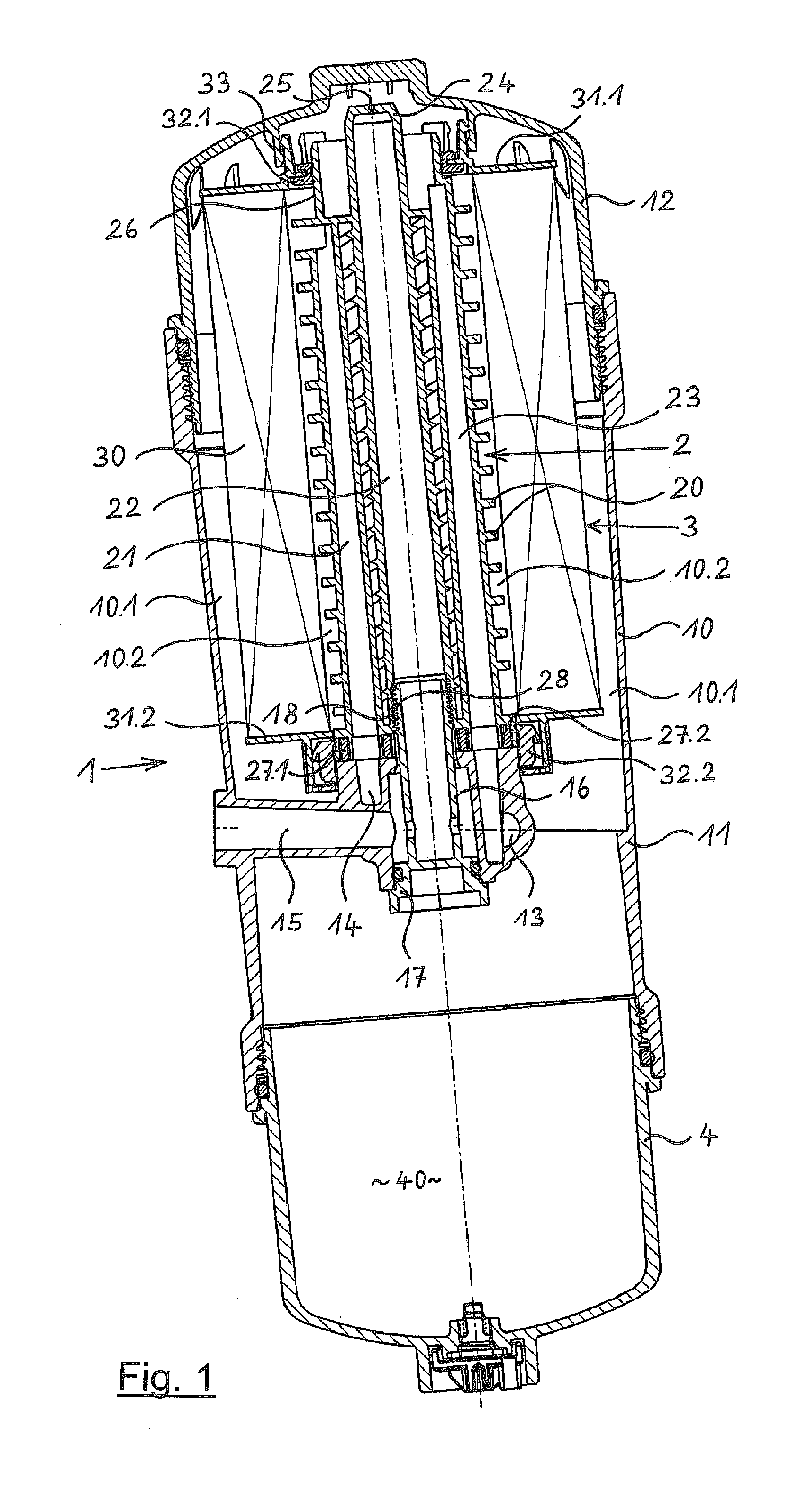 Fuel filter of an internal combustion engine