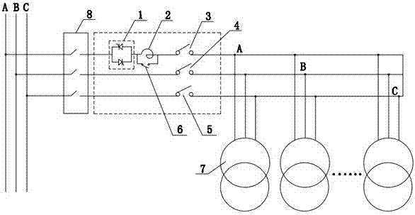 Alternating-current deicing device for distribution line
