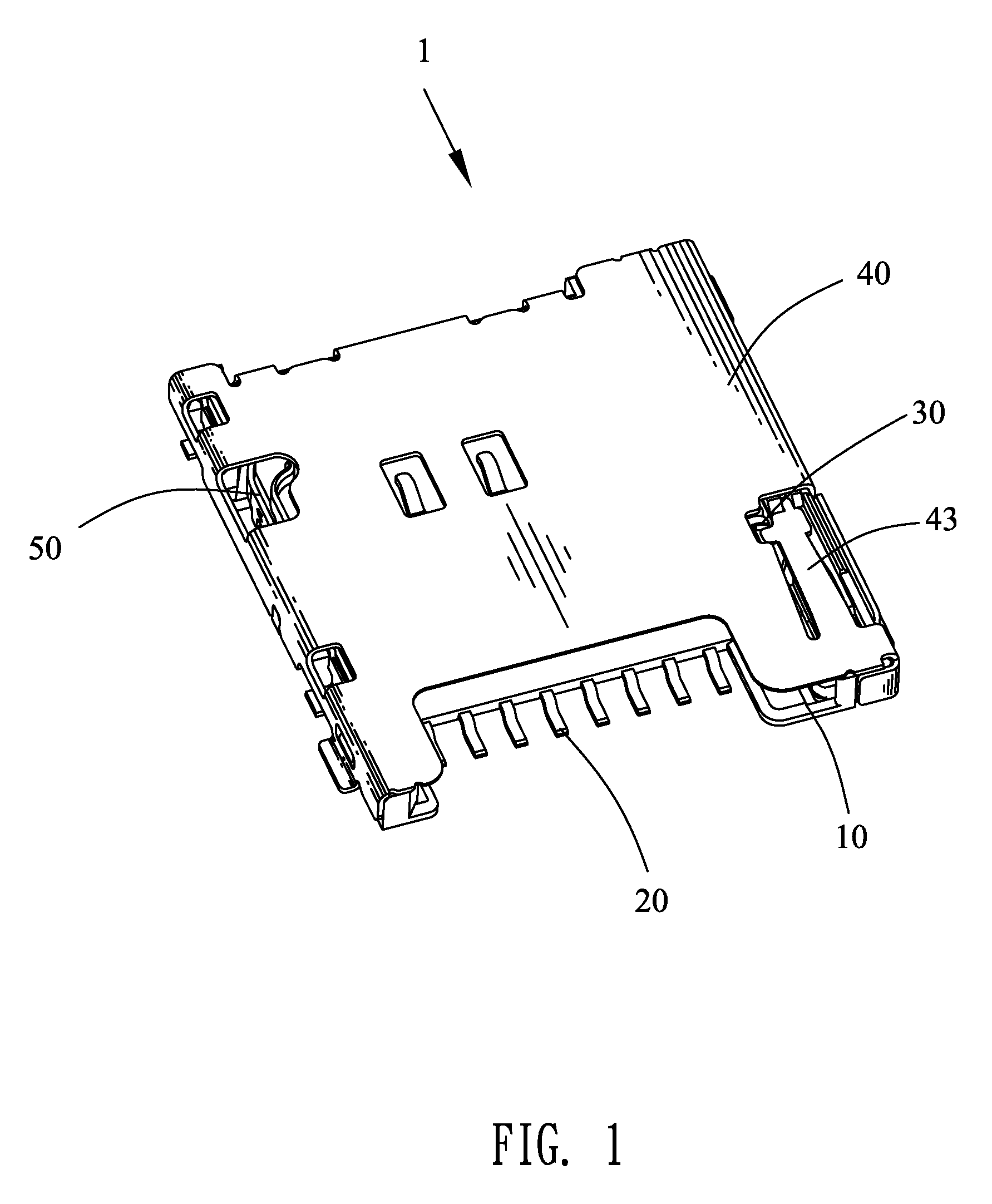 Card connector with a housing with a guiding slot engaging a protruding block of a sliding device