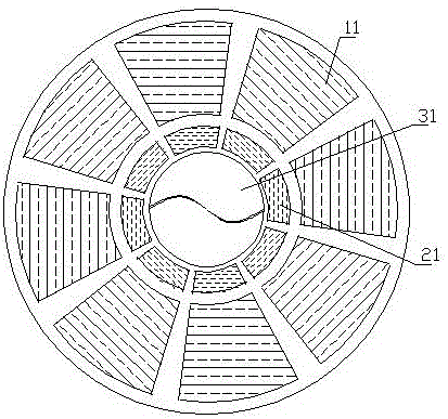 Vertical through flush helical axial flow-type hydrogenerator and working method thereof