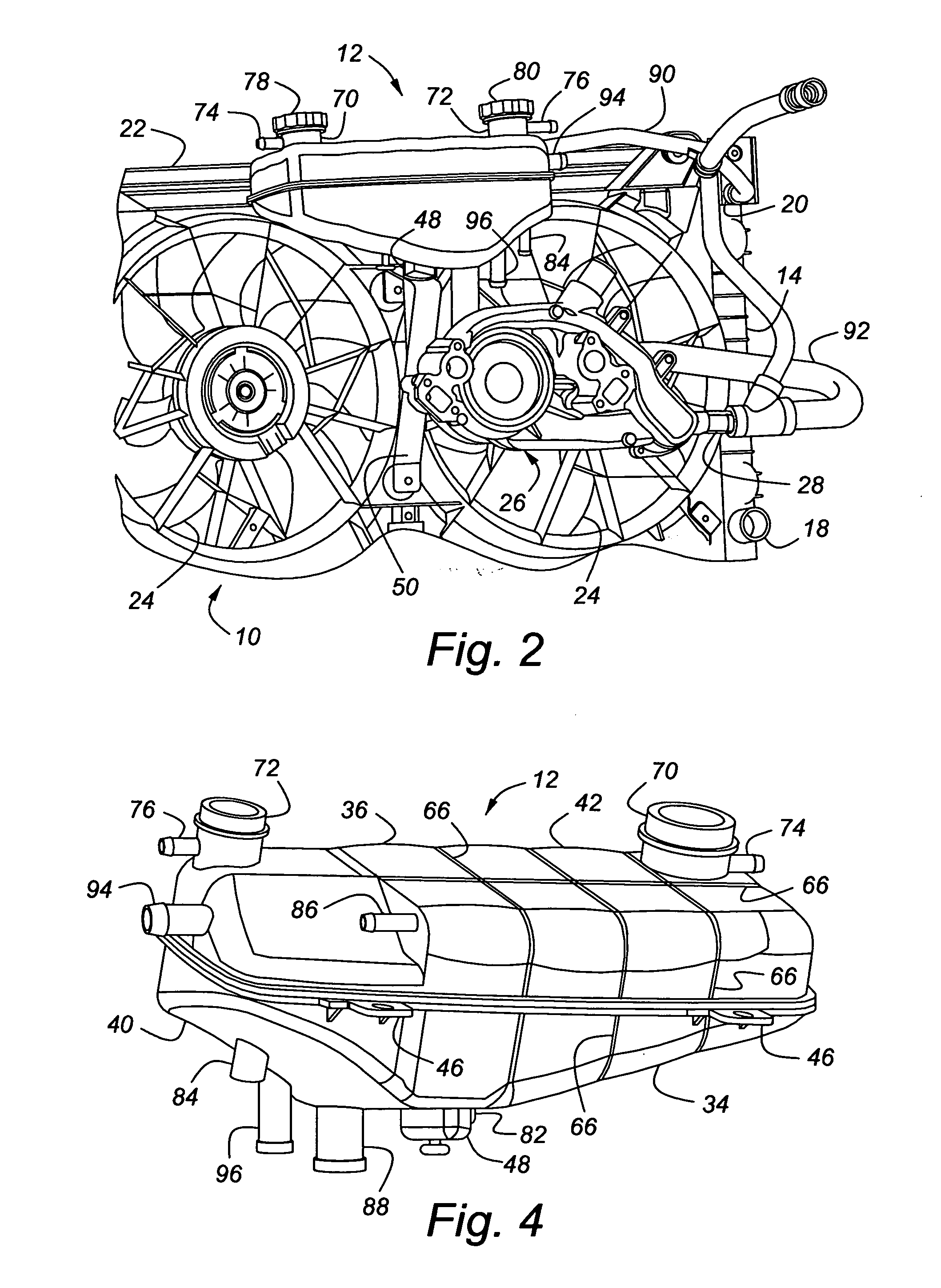 Dual surge tank for vehicle cooling system