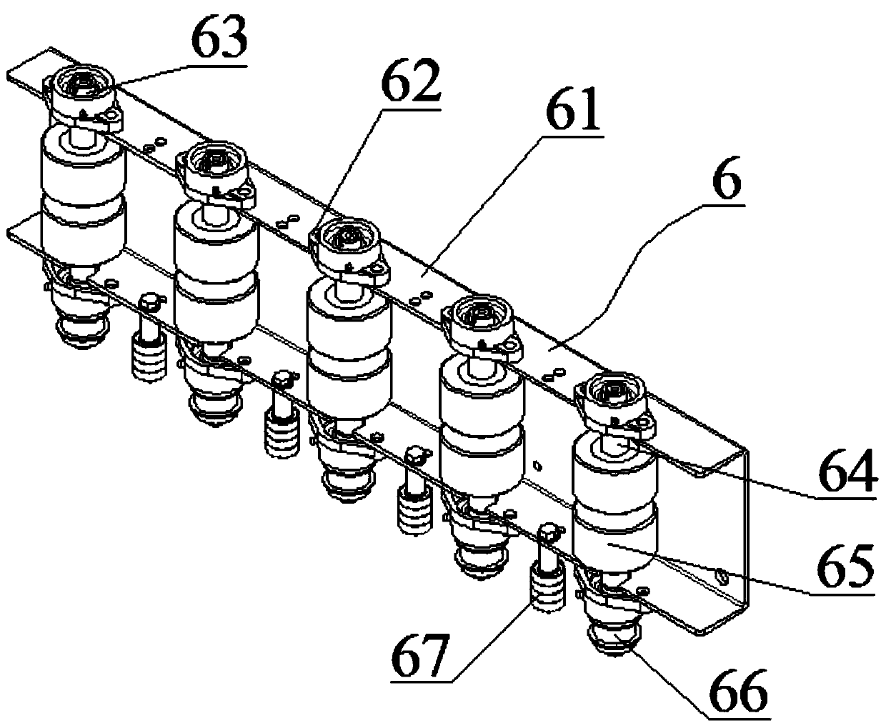 Single-unit row logistics bevel wheel sorting device