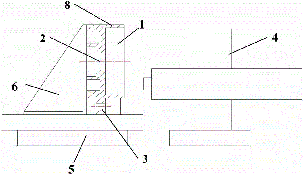 Processing method and steps of transmission shaft hole of base of super-large vertical lathe