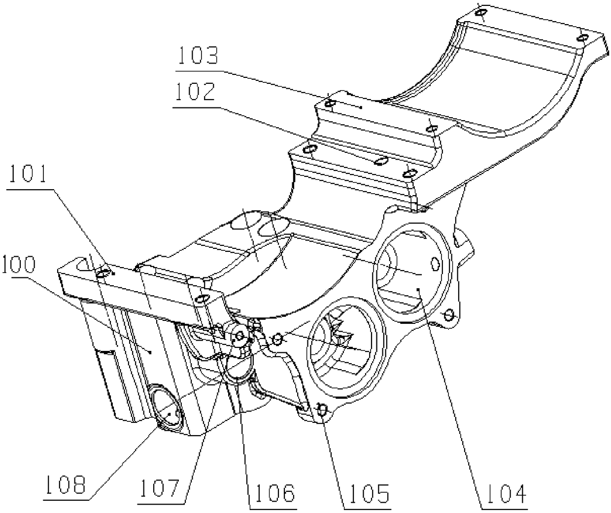 V-shaped engine integrated support structure