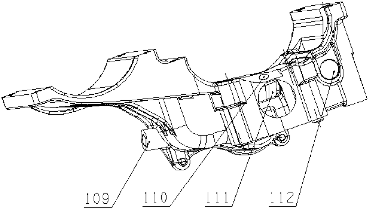 V-shaped engine integrated support structure