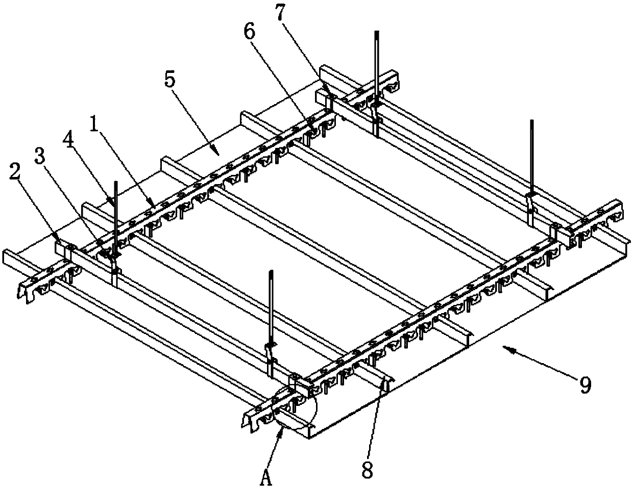 Inserting-type strip-shaped buckle plate steel structure and assembling method