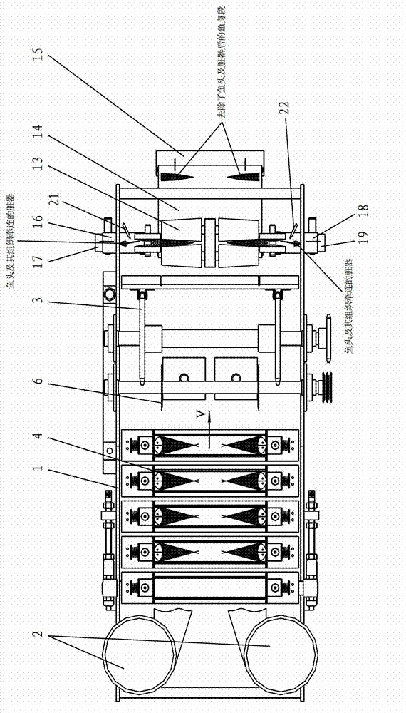 Machining method and machining equipment for removing heads and viscera of small fishes