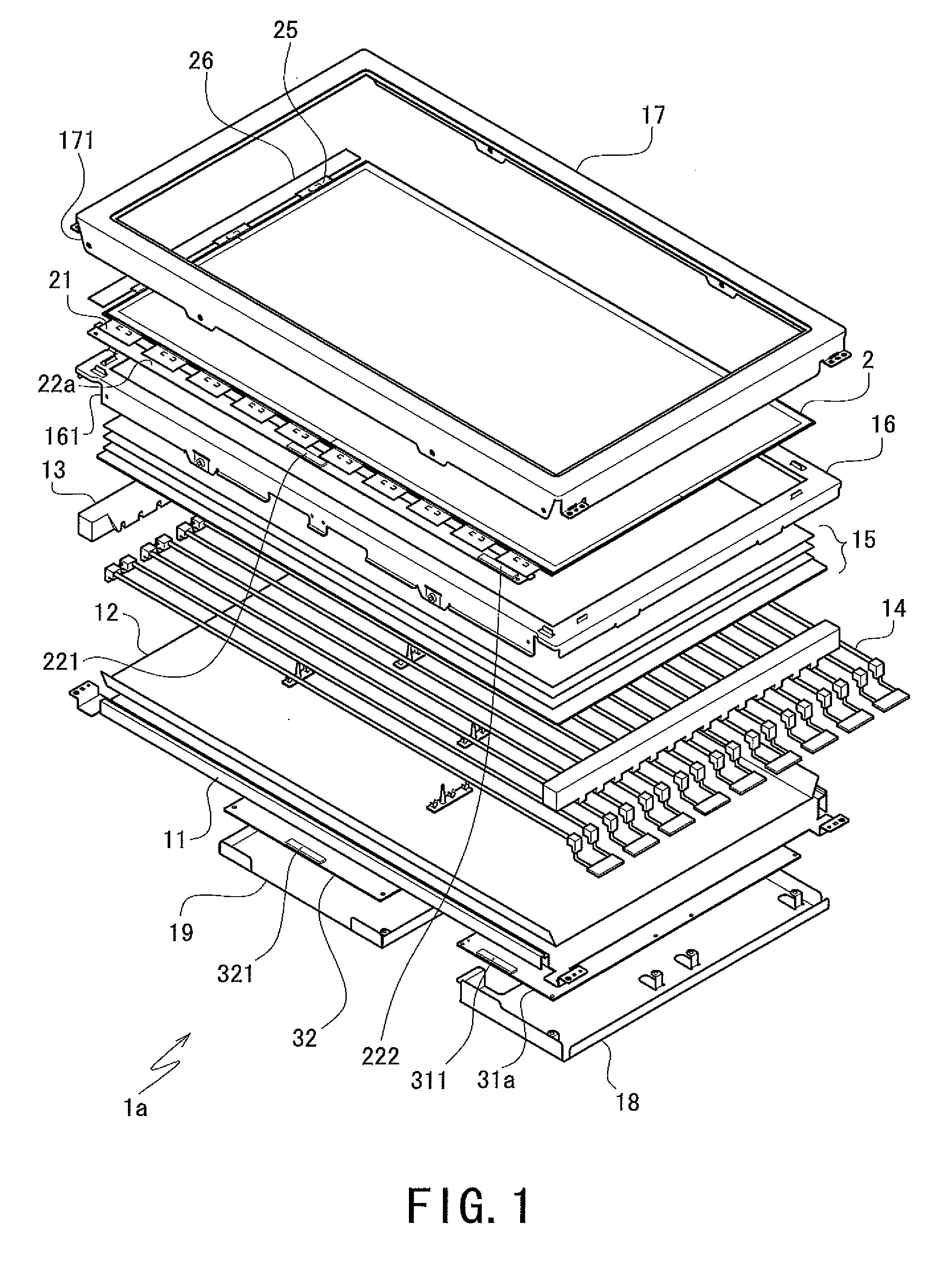 Display device and a television receiver having the display device